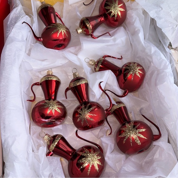 Tea Pots Christmas Ornaments Glass 7 pieces - Picture 9 of 16